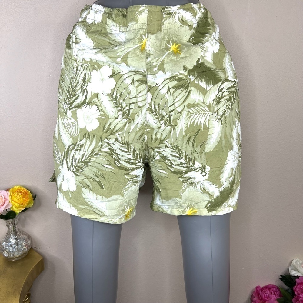 L Men’s Joe Marlin Green Tropical Print Swim Shorts Swimwear Large